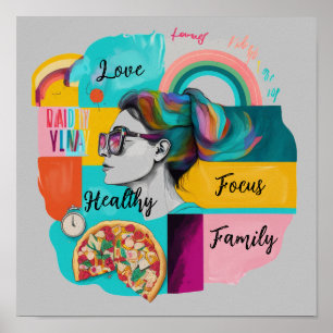 Mein Traumleben gestalten: Ein Grey-Vision-Board Poster