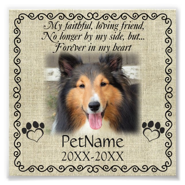 Mein treuer Freund Pet Beileid Custom Burlap Fotodruck (Vorne)