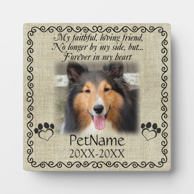 Mein treuer Freund Pet Beileid Custom Burlap Fotoplatte (Vorderseite)