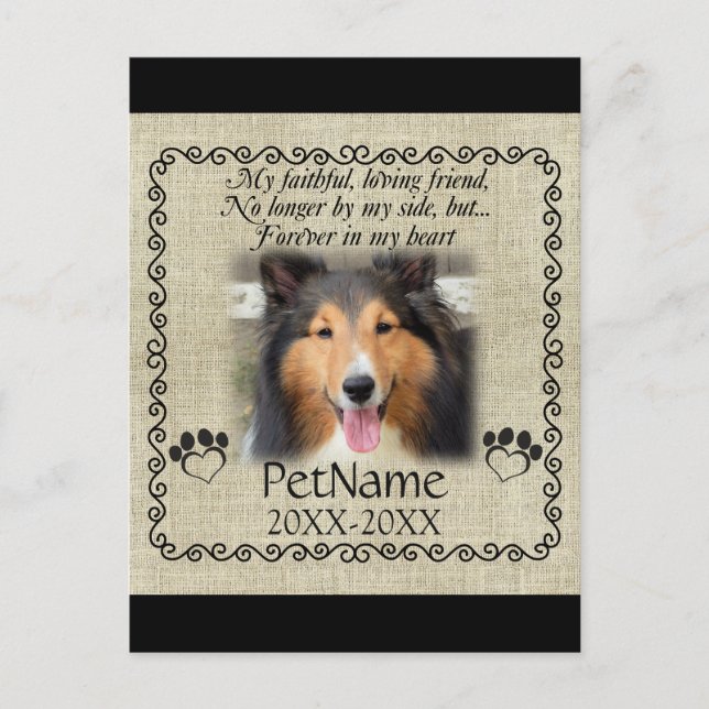 Mein treuer Freund Pet Beileid Custom Burlap Postkarte (Vorderseite)