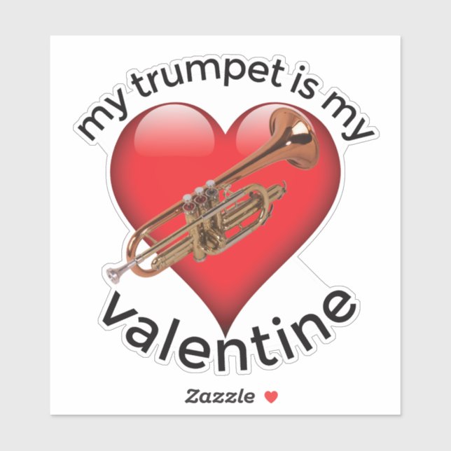 Mein Trumpet ist mein Valentinstag Aufkleber (Blatt)