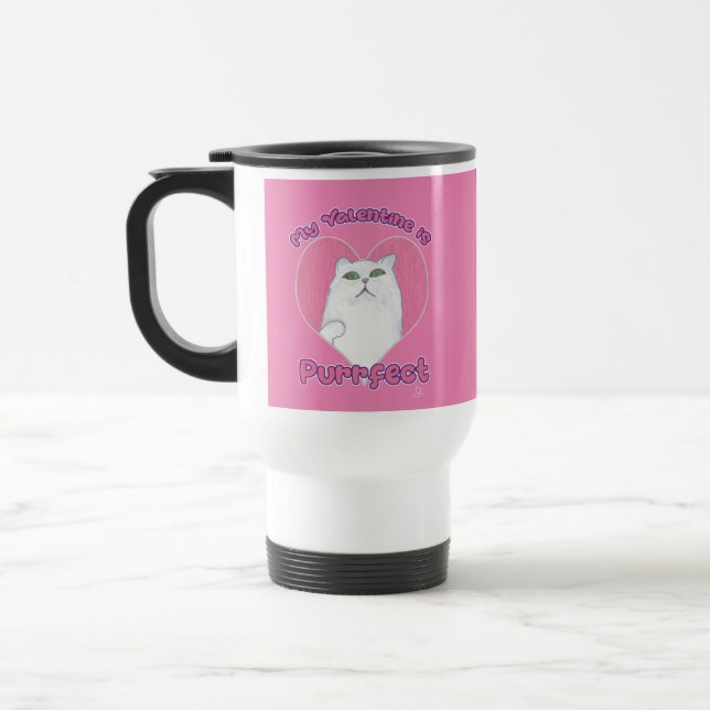 Mein Valentin ist purfaches Niedliches Cat Liebe D Reisebecher (Links)
