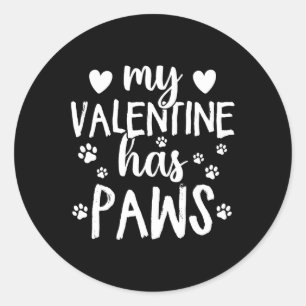 Mein Valentine hat Paws Cat Dog Valentine Runder Aufkleber