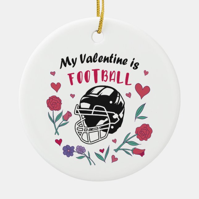 Mein Valentine ist die Football Business Card Keramik Ornament (Vorne)