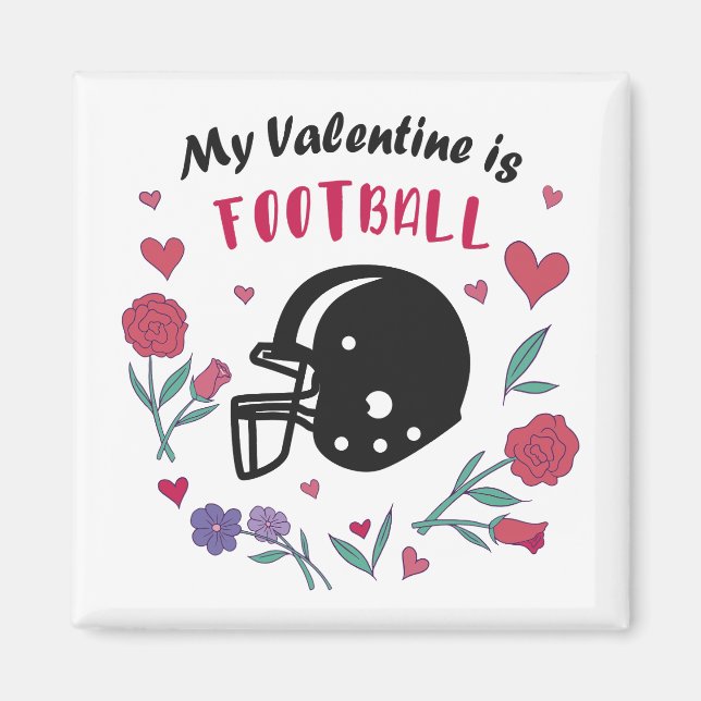Mein Valentine ist Fußball Einladung Postkarte Magnet (Vorne)