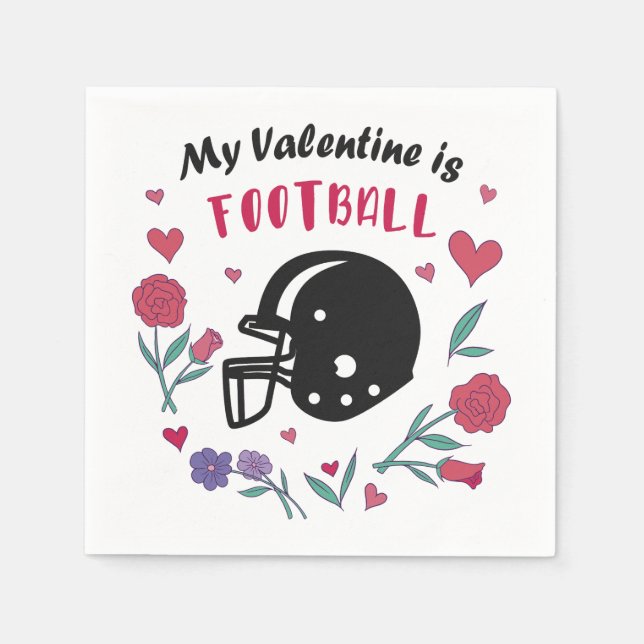 Mein Valentine ist Fußball Einladung Postkarte Serviette (Vorderseite)