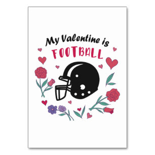 Mein Valentine ist Fußball Einladung Postkarte Tischnummer
