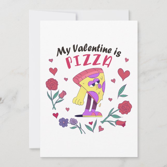 Mein Valentine ist Pizza Einladung (Vorderseite)