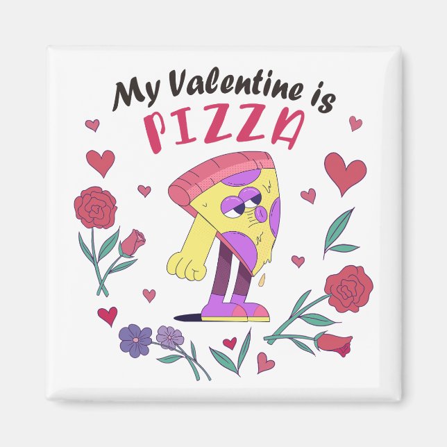 Mein Valentine ist Pizza-Einladung Magnet (Vorne)