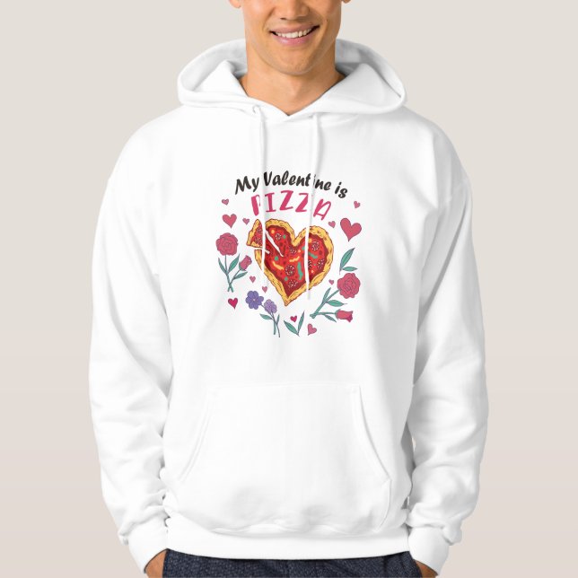Mein Valentine ist Pizza Einladung Magnet Hoodie (Vorderseite)