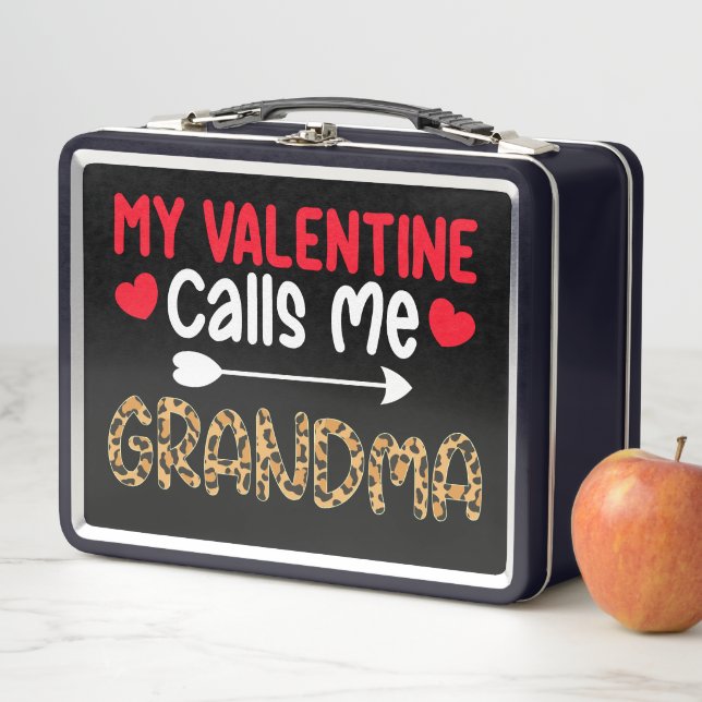 Mein Valentine nennt mich Oma Leopard Buffalo Metall Brotdose (Beispiel)