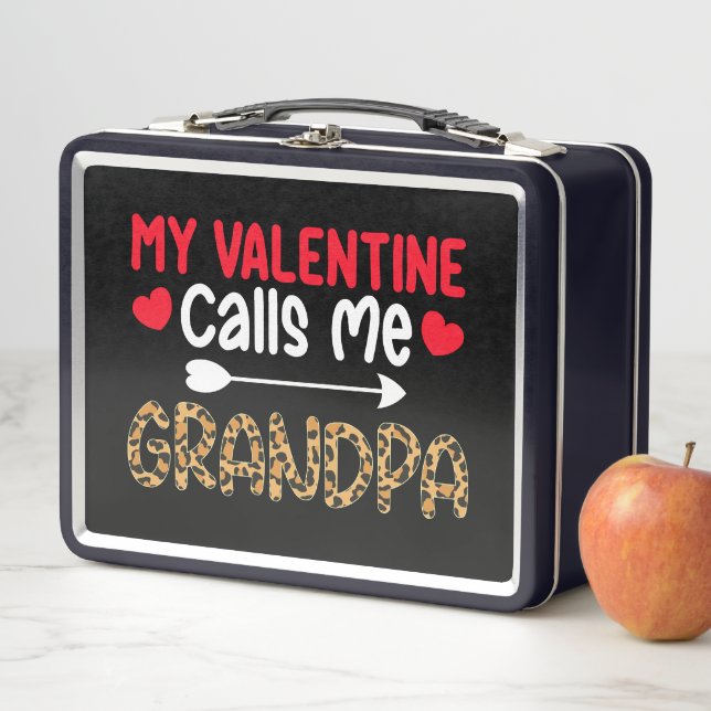 Mein Valentine nennt mich Opa Leopard Buffalo Metall Brotdose (Beispiel)
