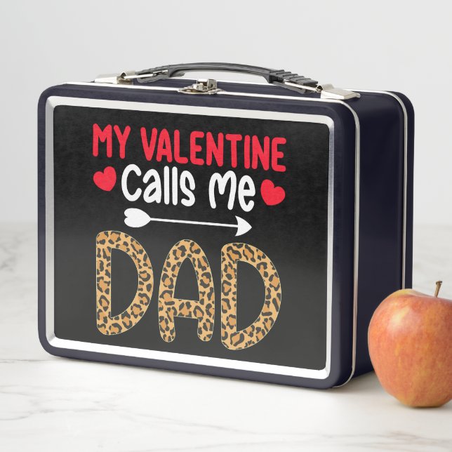 Mein Valentine nennt mich Vater Leopard Buffalo Ka Metall Brotdose (Beispiel)