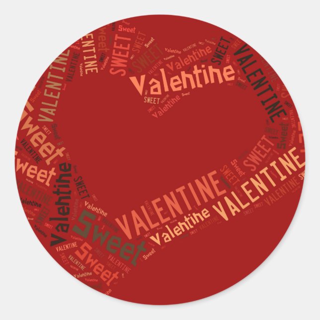 Mein Valentinherz mit Text Runder Aufkleber (Vorderseite)