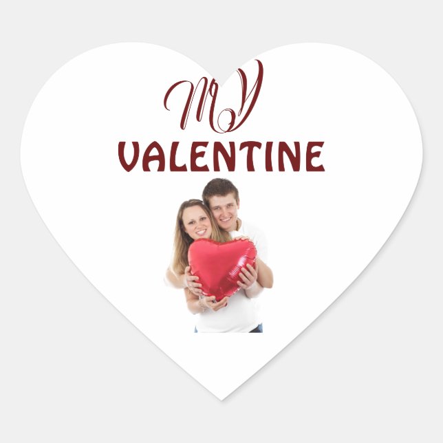 Mein Valentinin Personalisiert Foto T - Shirt Herz-Aufkleber (Vorderseite)