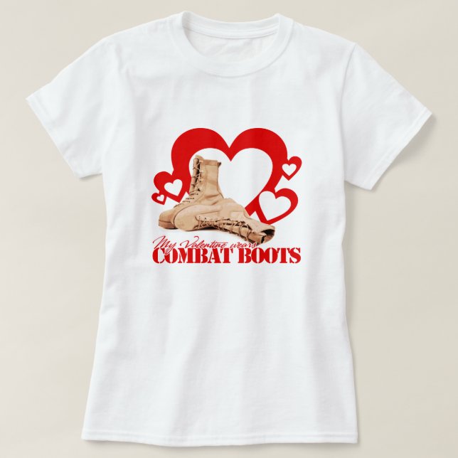Mein Valentinsgruß trägt Kampf-Stiefel T-Shirt (Design vorne)