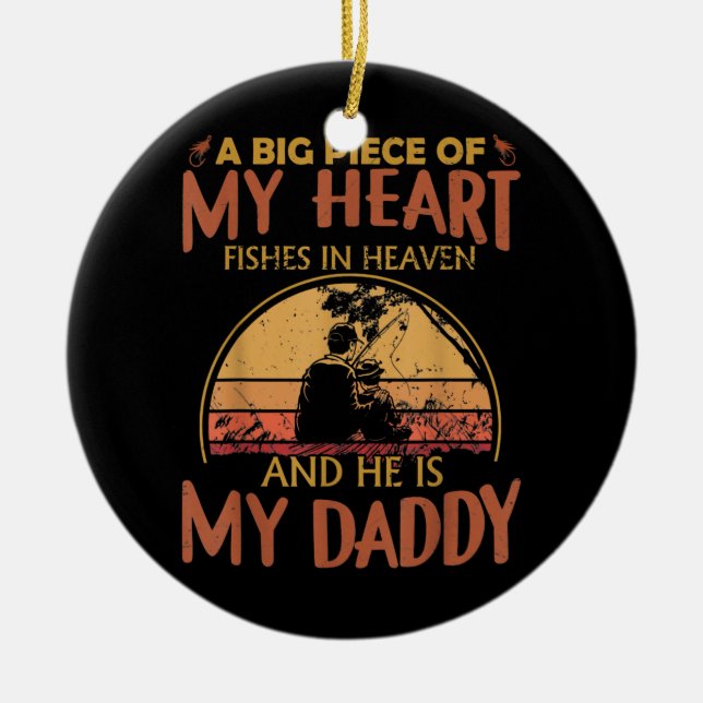 Mein Vater fischt an einer Paradiesfischer-Gedenks Keramik Ornament (Vorne)