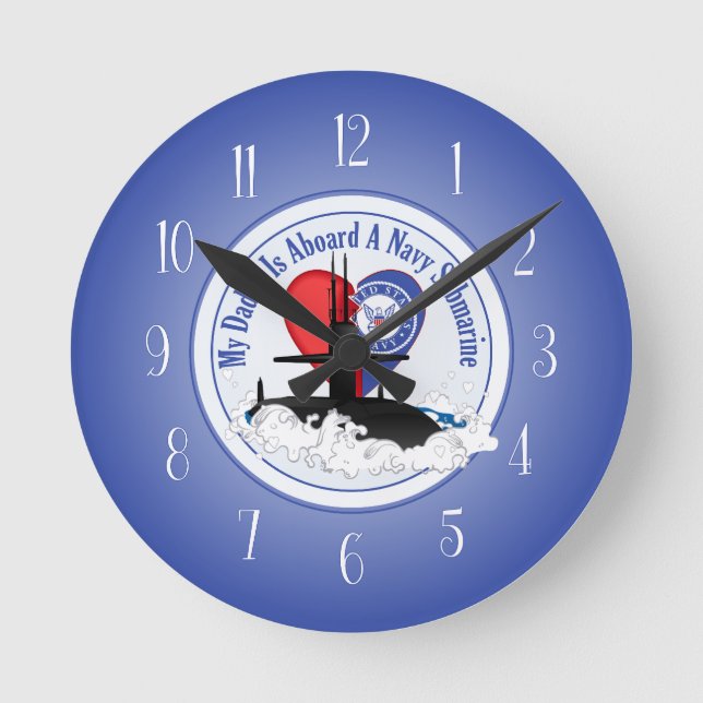 Mein Vater ist an Bord eines U-Bootes Runde Wanduhr (Vorderseite)
