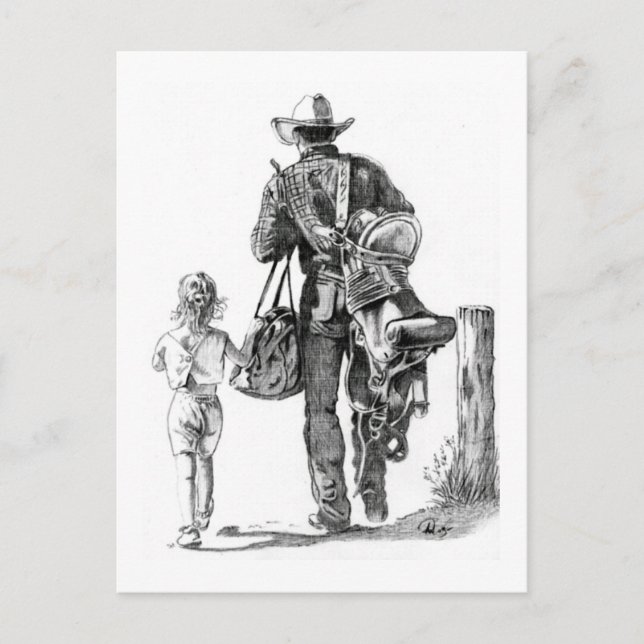 Mein Vater ist Cowboy Postkarte (Vorderseite)