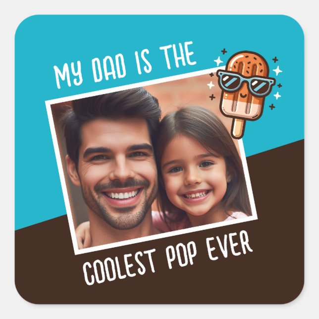 Mein Vater ist der Coolstste Pop je benutzerdefini Quadratischer Aufkleber (Vorderseite)