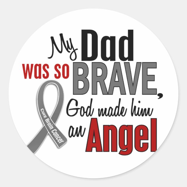 Mein Vater ist ein Angel-1-Hirnkrebs Runder Aufkleber (Vorderseite)