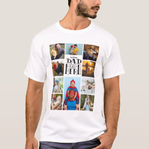 Mein Vater ist mein Held 10 Foto Collage Bester Pa T-Shirt