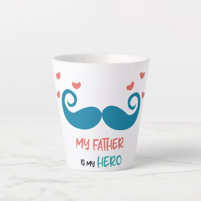 Mein Vater ist mein Held Latte Tasse (Vorderseite)