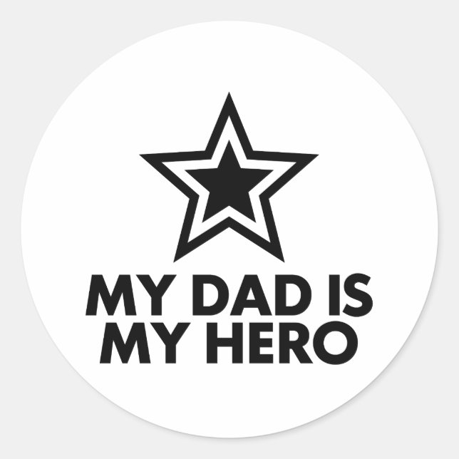 Mein Vater ist mein Held Runder Aufkleber (Vorderseite)