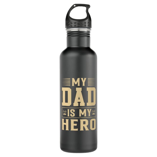 Mein Vater ist mein Held zum Vater Edelstahlflasche (Vorderseite)