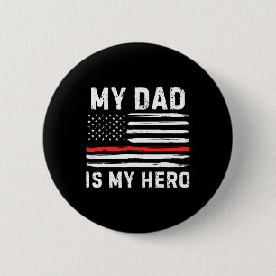Mein Vater ist mein Helden-Feuerwehrmann der Red L Button