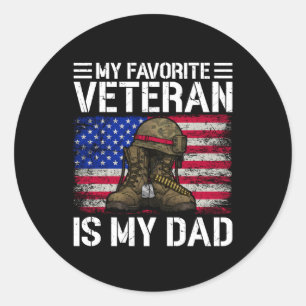 Mein Vater ist mein Lieblingsveteran Militärvater- Runder Aufkleber