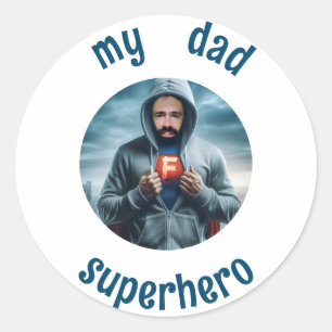 Mein Vater ist Superheld Runder Aufkleber