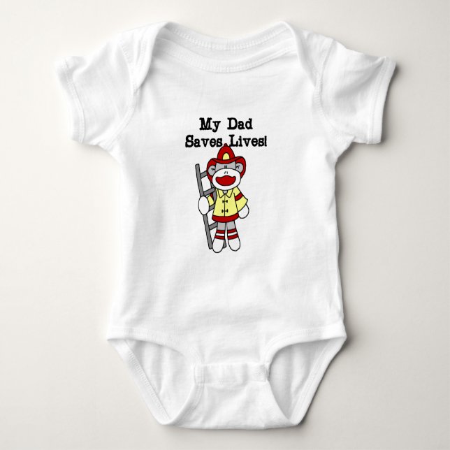 Mein Vater rettet Leben-Feuerwehrmann-T-Shirts und Baby Strampler (Vorderseite)