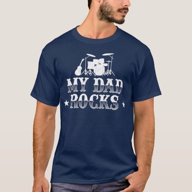Mein Vater Rocks Drummer Musician Drumsticks Väter T-Shirt (Vorderseite)