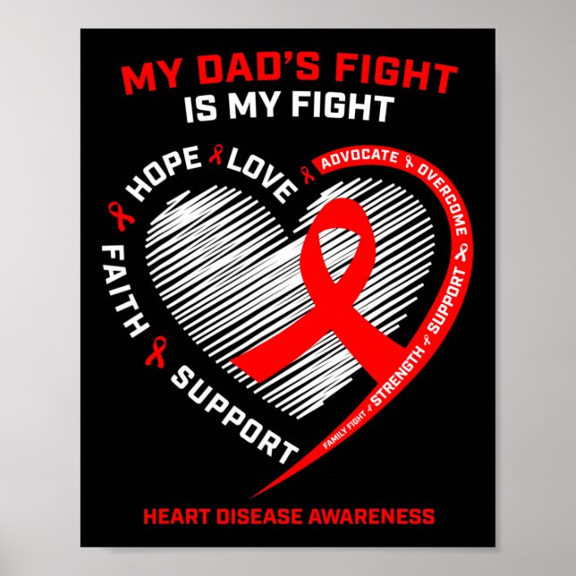 Mein Vater trägt eine rote Herzkrankheit mit dem V Poster (Vorne)