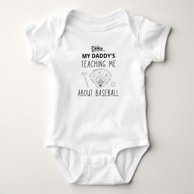 Mein Vater unterrichtet mich über Baseball | sport Baby Strampler (Vorderseite)