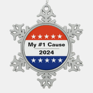 Mein Wahlthema 2024 Schneeflocken Zinn-Ornament