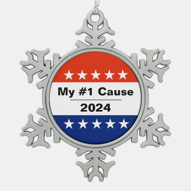 Mein Wahlthema 2024 Schneeflocken Zinn-Ornament (Vorderseite)