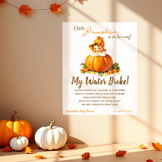 Mein Wasser Broke Spiel Baby Dusche Mädchen Pumpki Poster (Von Creator hochgeladen)