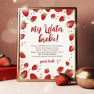 Mein Wasser ist gebrochen Wasserfarben-Erdbeeren D Poster