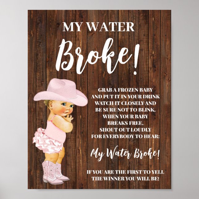 Mein Water Brook Cowgirl Pink Baby Duschgel Schild (Vorne)