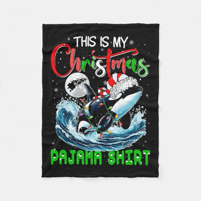 Mein Weihnachten Pajama Santa Orca Sea Animal Love Fleecedecke (Vorderseite)