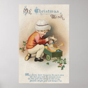 Mein Weihnachten WishKid, Spielwaren beobachtend Poster