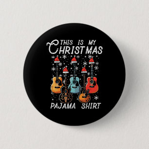 Mein Weihnachts Pajama Shirt Gitarren Xmas Rock Me Button