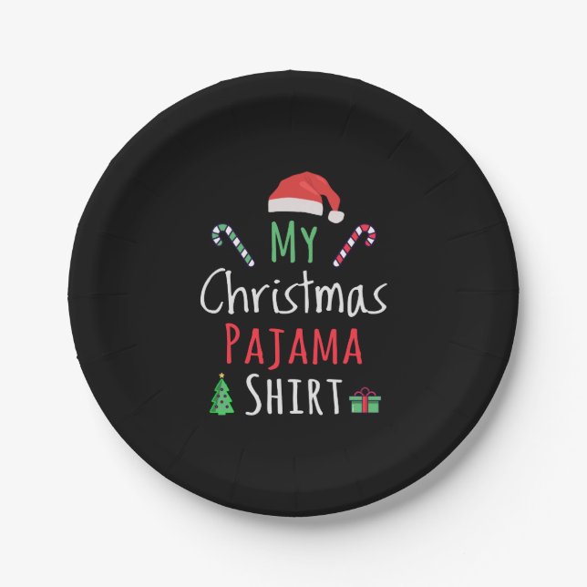 Mein Weihnachts-Pajama-Shirt Pappteller (Vorderseite)