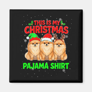 Mein Weihnachts-Pyjama Pomeranian Weihnachten Pome Magnet