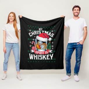 Mein Weihnachtsgeist ist Whiskey hässlicher Sweate Fleecedecke