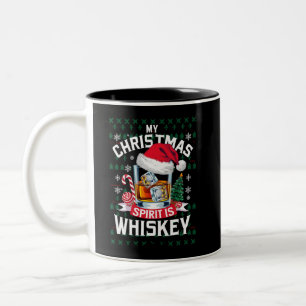 Mein Weihnachtsgeist ist Whiskey hässlicher Sweate Zweifarbige Tasse