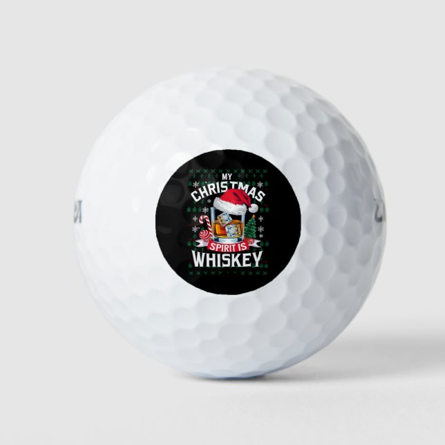 Mein Weihnachtsgeist ist Whiskey Ugg Sweater Xmas  Golfball (Vorderseite)