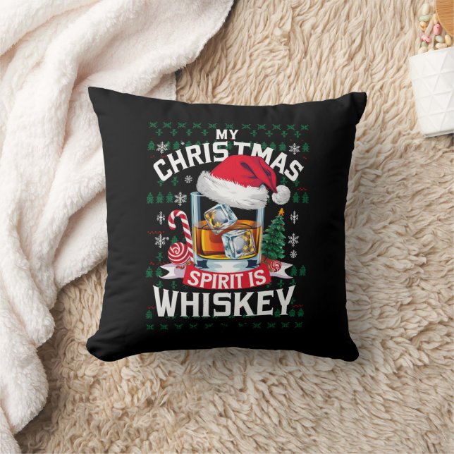 Mein Weihnachtsgeist ist Whiskey Ugg Sweater Xmas  Kissen (Decke)